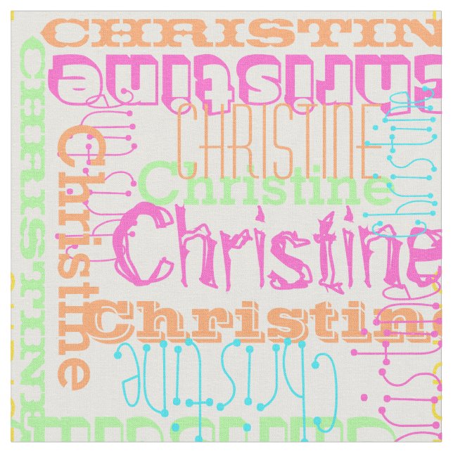 Bright Colour Name Modern Personalised Collage Fabric (Close Up)