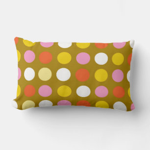 Bright colour polka dots. Yellow, pink and orange. Lumbar Cushion