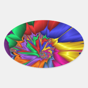 Bright Colour Spiral Oval Sticker