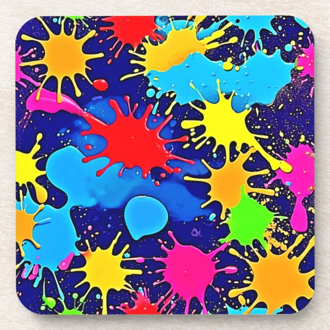 Bright Colour Splatter Coaster (Front)