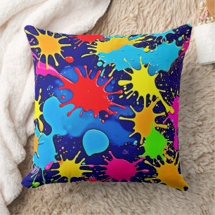 Bright Colour Splatter Cushion