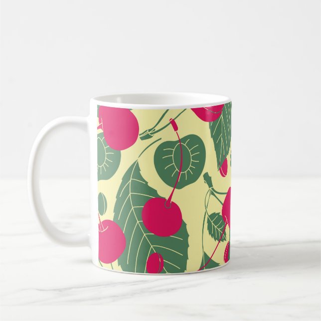 Bright colour summer pattern with cherries. Illust Coffee Mug (Left)