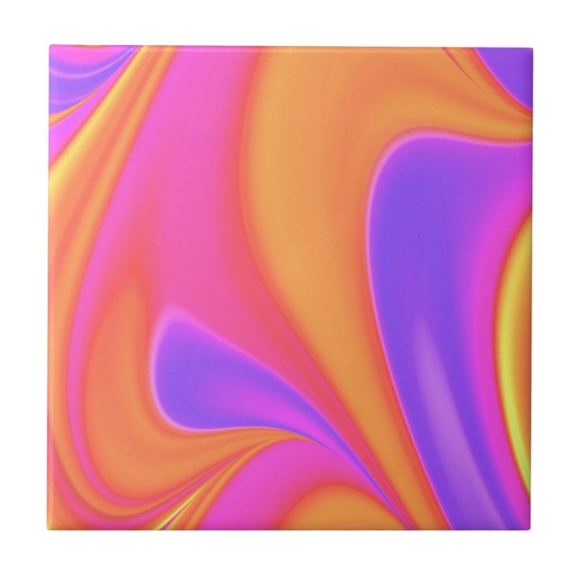 Bright Colour Swirl Ceramic Tile (Front)