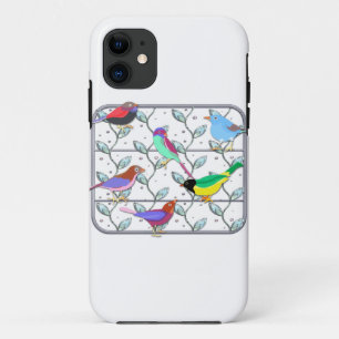 Bright Coloured Birds on a Trellis iPhone 11 Case