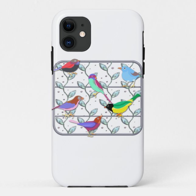 Bright Coloured Birds on a Trellis Case-Mate iPhone Case (Back)