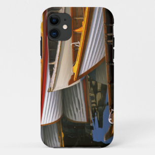 Bright coloured boats at the Wooden Boat Centre iPhone 11 Case