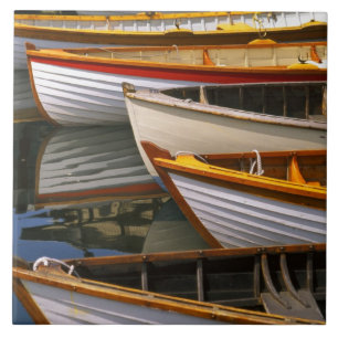 Bright coloured boats at the Wooden Boat Centre Ceramic Tile