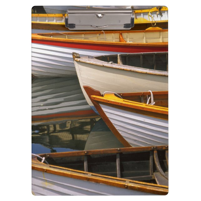 Bright coloured boats at the Wooden Boat Centre Clipboard (Front)