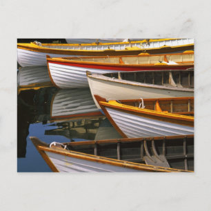 Bright coloured boats at the Wooden Boat Centre Postcard