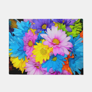 Bright Coloured Daisy Flower Mix Door Mat