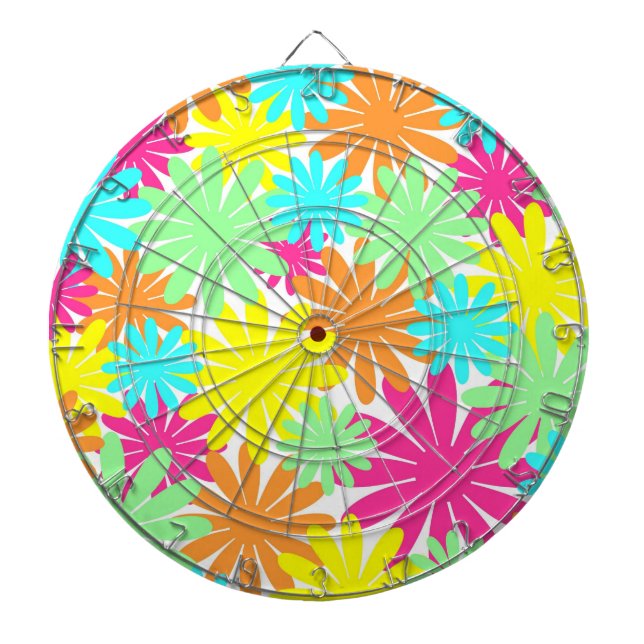 Bright coloured daisy flowers dartboard (Front)