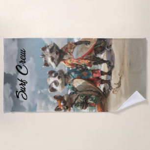 Bright Coloured Fox, Badger, Racoon Hawaiian Shirt Beach Towel