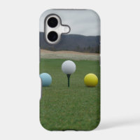 bright coloured Golf Balls on a mountain