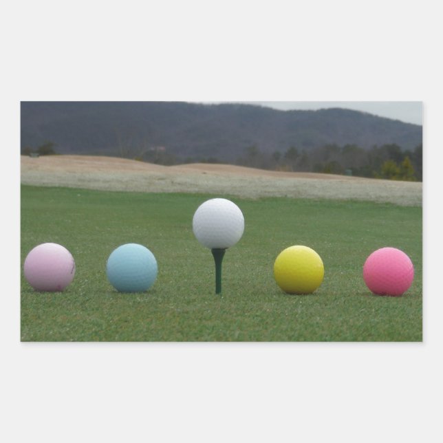 bright coloured Golf Balls on a mountain Rectangular Sticker (Front)