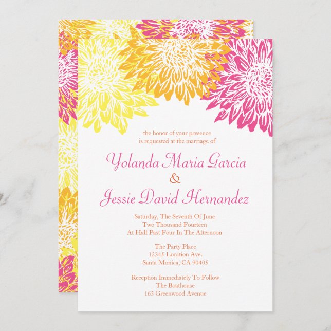 Bright Coloured Mums Wedding Invitation (Front/Back)