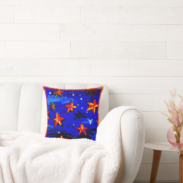 Bright Coloured Orange Stars. Buy Now Cushion (Couch)