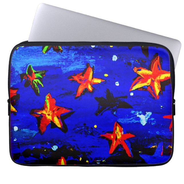 Bright Coloured Orange Stars. Buy Now Laptop Sleeve (Front)