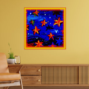 Bright Coloured Orange Stars. Buy Now Poster