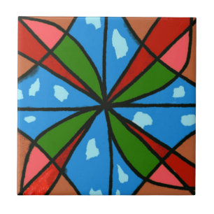 Bright coloured pinwheel abstract design ceramic tile