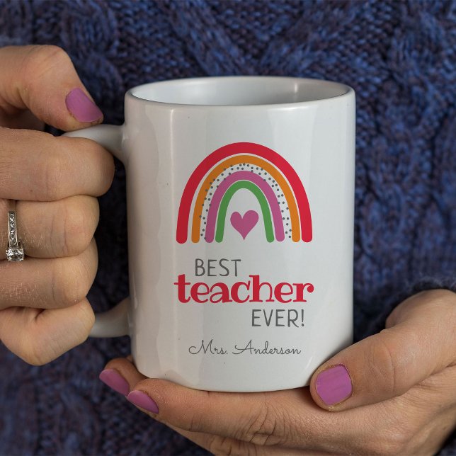 Bright Coloured Rainbow Best Teacher Ever Coffee Mug (Creator Uploaded)