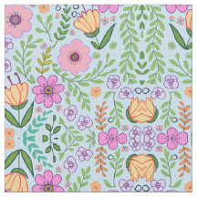 Bright Coloured Seamless Flower Pattern Blue 