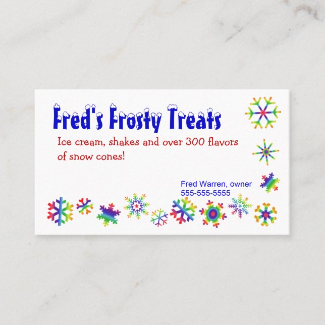 Bright Coloured Snowflakes Business Card (Front)