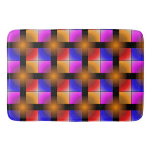Bright Coloured Squares on Black Background  Bath Mat