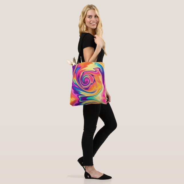 Bright Coloured Tie-Dye Shoulder Tote Bag (On Model)