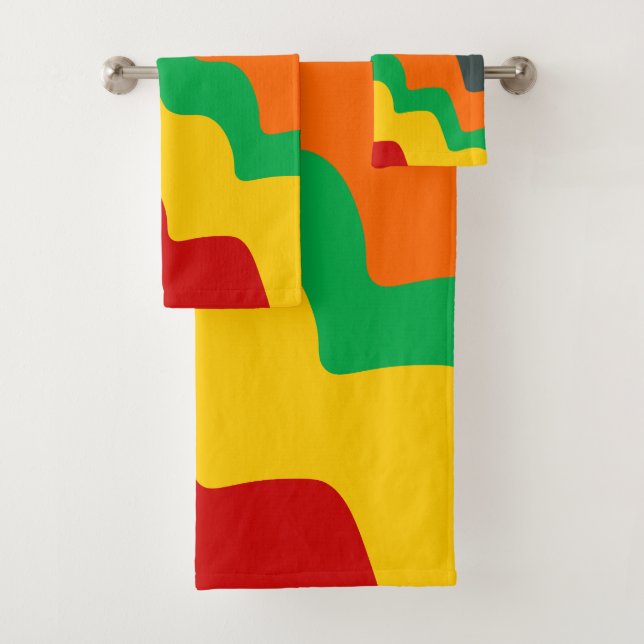 Bright coloured wavy ocean waves gradient  bath towel set (Insitu)