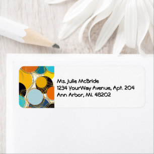 Bright Colourful 80's Retro Abstract Gold Address Return Address Label