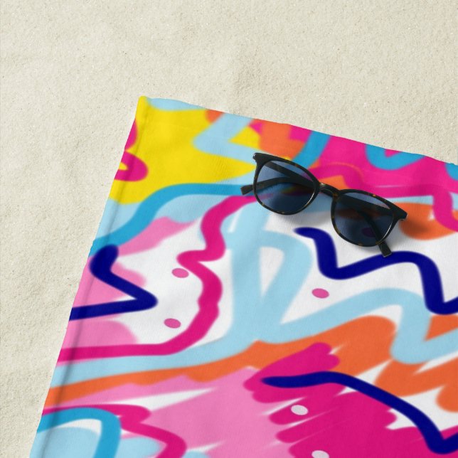 Bright Colourful Abstract Art Beach Towel (In Situ)