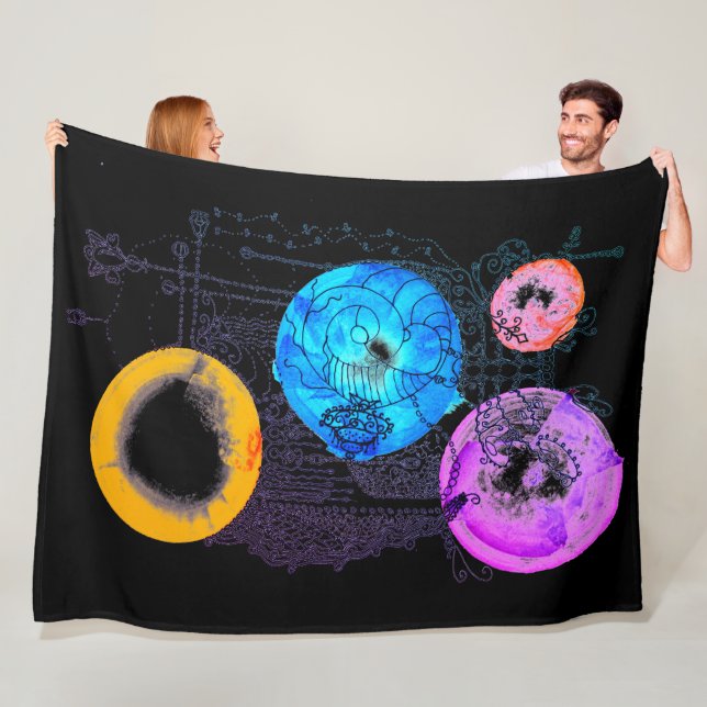 Bright Colourful Abstract Art Expanding Multiverse Fleece Blanket (In Situ)