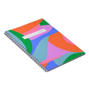 Bright Colourful Abstract Art Personalised Name Notebook