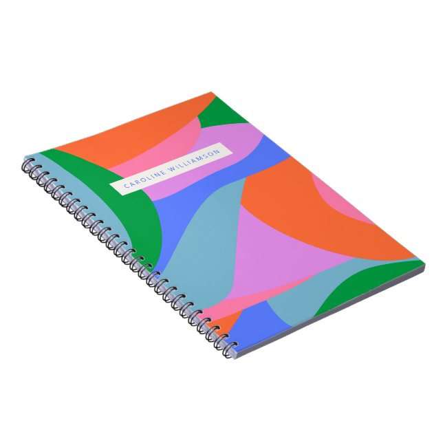 Bright Colourful Abstract Art Personalised Name Notebook (Right Side)
