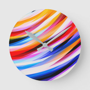 Bright Colourful Abstract Art Round Clock