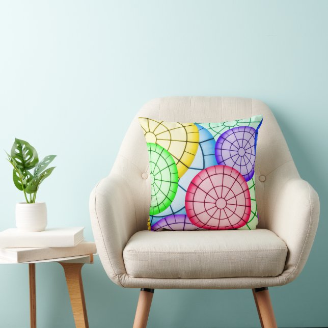 Bright Colourful Abstract Circles Pattern Cushion (Chair)
