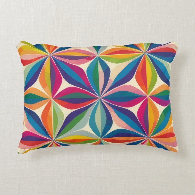 Bright colourful abstract floral pattern print decorative cushion (Front)