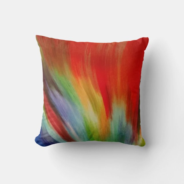 bright colourful abstract paint watercolor art coo cushion (Front)