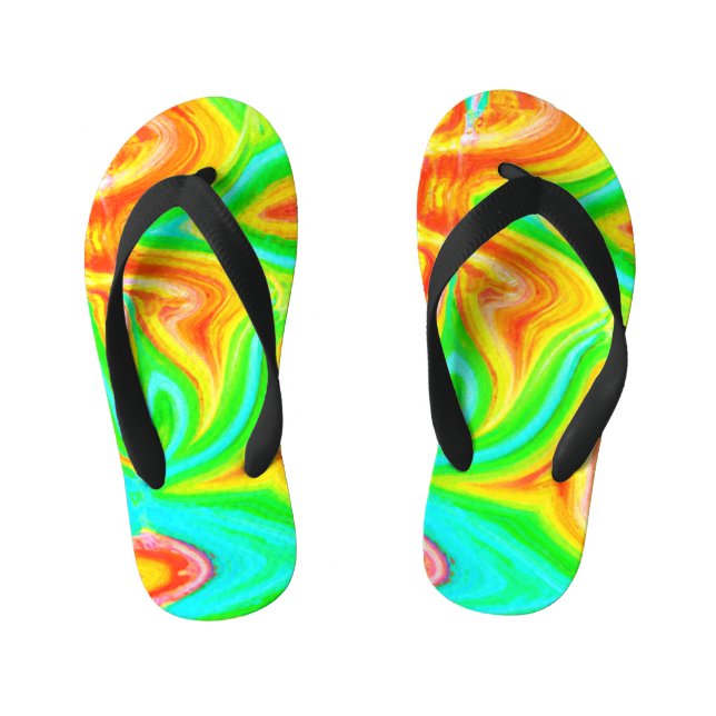 Bright Colourful Abstract Pattern Kid's Thongs (Footbed)