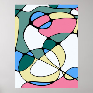 Bright Colourful Abstract Pattern - Pink Blue Gree Poster