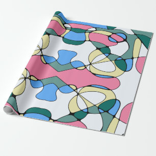 Bright Colourful Abstract Pattern - Pink Blue Gree Wrapping Paper
