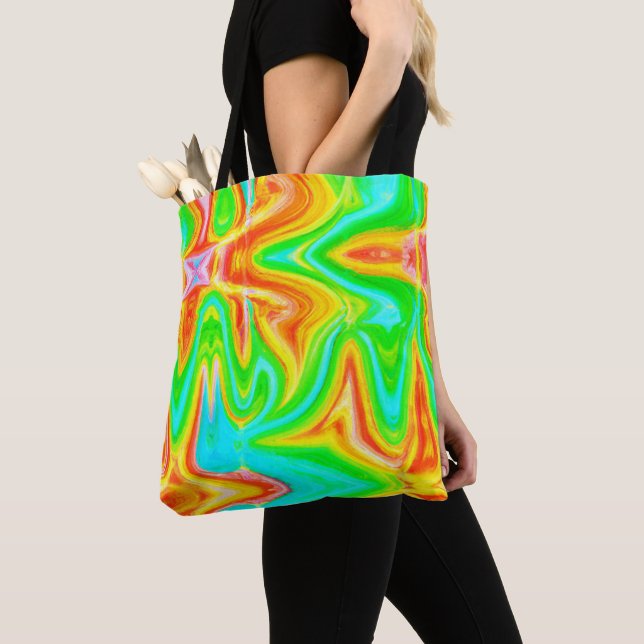 Bright Colourful Abstract Pattern Tote Bag (Close Up)