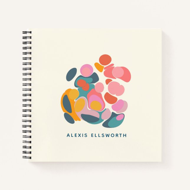 Bright Colourful Abstract Shapes Personalised Notebook (Front)
