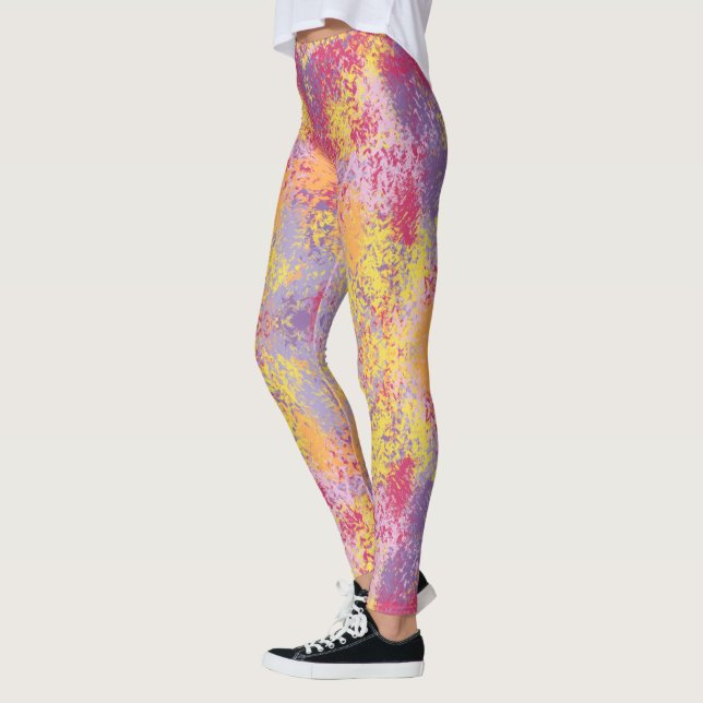 Bright Colourful Abstract Splash Art Leggings (Left)