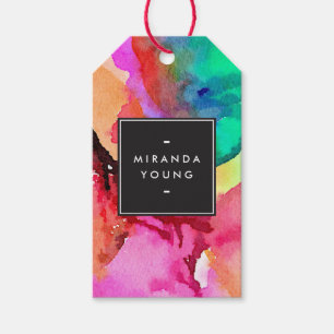 Bright Colourful Abstract Watercolor Art Gift Tags