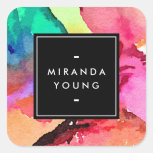 Bright Colourful Abstract Watercolor Art Square Sticker