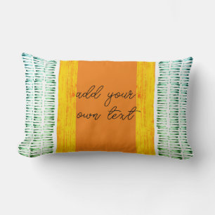 bright colourful add your text orange and green lumbar cushion