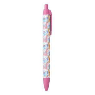 Bright Colourful Alpaca Pattern Black Ink Pen