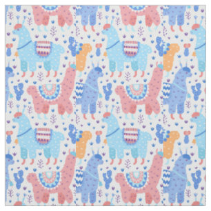 Bright Colourful Alpaca Pattern Fabric
