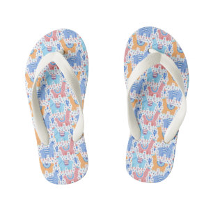 Bright Colourful Alpaca Pattern Kid's Thongs